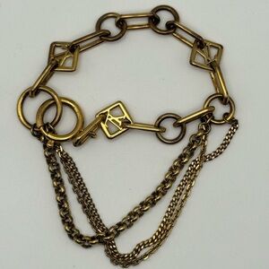 LOUIS VUITTON Bracelet Chain Vegas LV Signature Chain GP Brass Gold Logo Plated